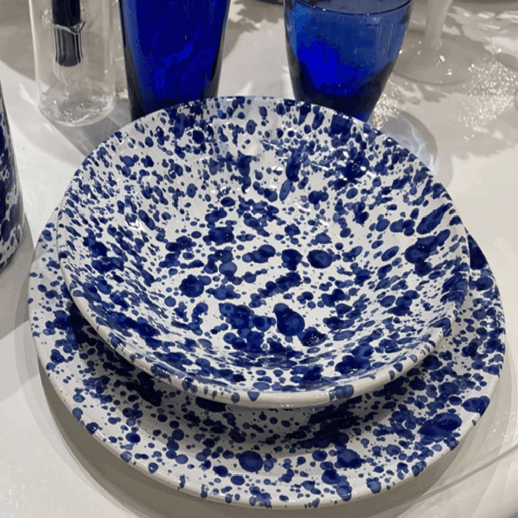 Cobalt Blue & White Ceramic Speckled Soup Bowl - Dinnerware - The Well Appointed House
