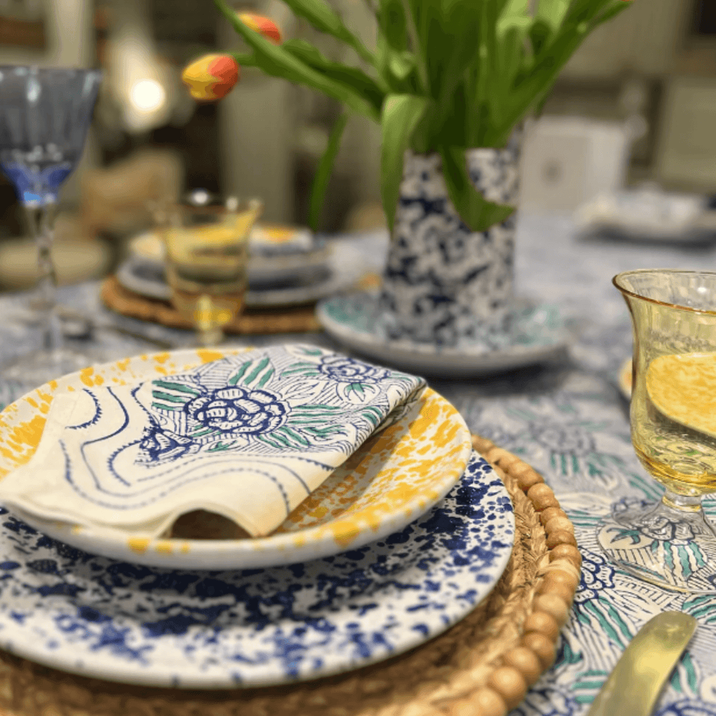 Cobalt Blue & White Speckled Ceramic Dinner Plate - Dinnerware - The Well Appointed House