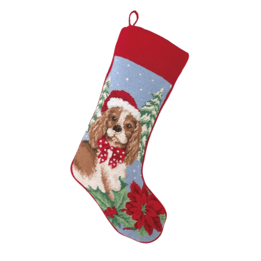 Cocker Spaniel Needlepoint Christmas Stocking - Christmas Stockings - The Well Appointed House