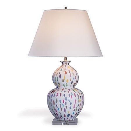 Colorful Dashes on a Double Gourd Porcelain Table Lamp - Table Lamps - The Well Appointed House