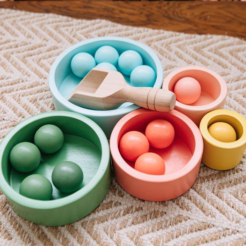 Colorful Nesting and Stacking Cups & Balls for Kids - Little Loves Learning Toys - The Well Appointed House