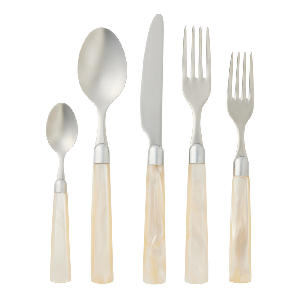 Colson Polished Silver & Ivory 5 Piece Flatware Set - The Well Appointed House