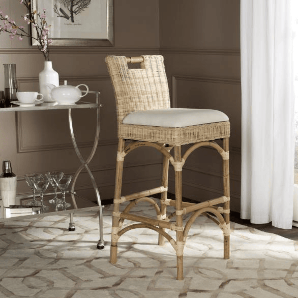 Contemporary Rattan Bar Stool in Natural - Bar & Counter Stools - The Well Appointed House