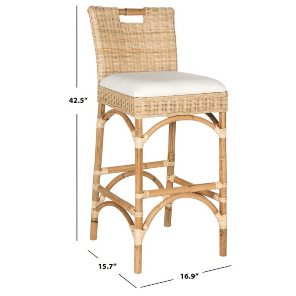 Contemporary Rattan Bar Stool in Natural - Bar & Counter Stools - The Well Appointed House