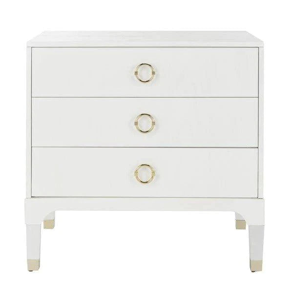 Contemporary White 3 Drawer Nightstand With Gold Hardware – The Well ...