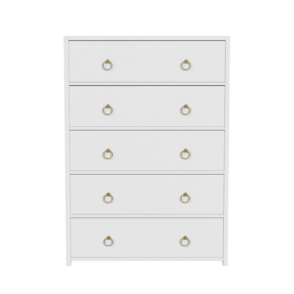 Contemporary White Five Drawer Wood Dresser - Dressers & Armoires - The Well Appointed House