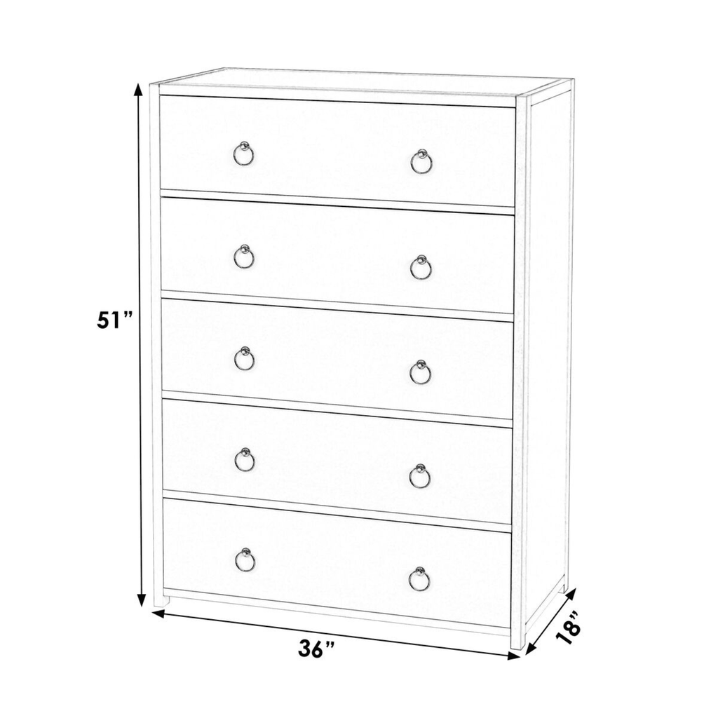 Contemporary White Five Drawer Wood Dresser - Dressers & Armoires - The Well Appointed House
