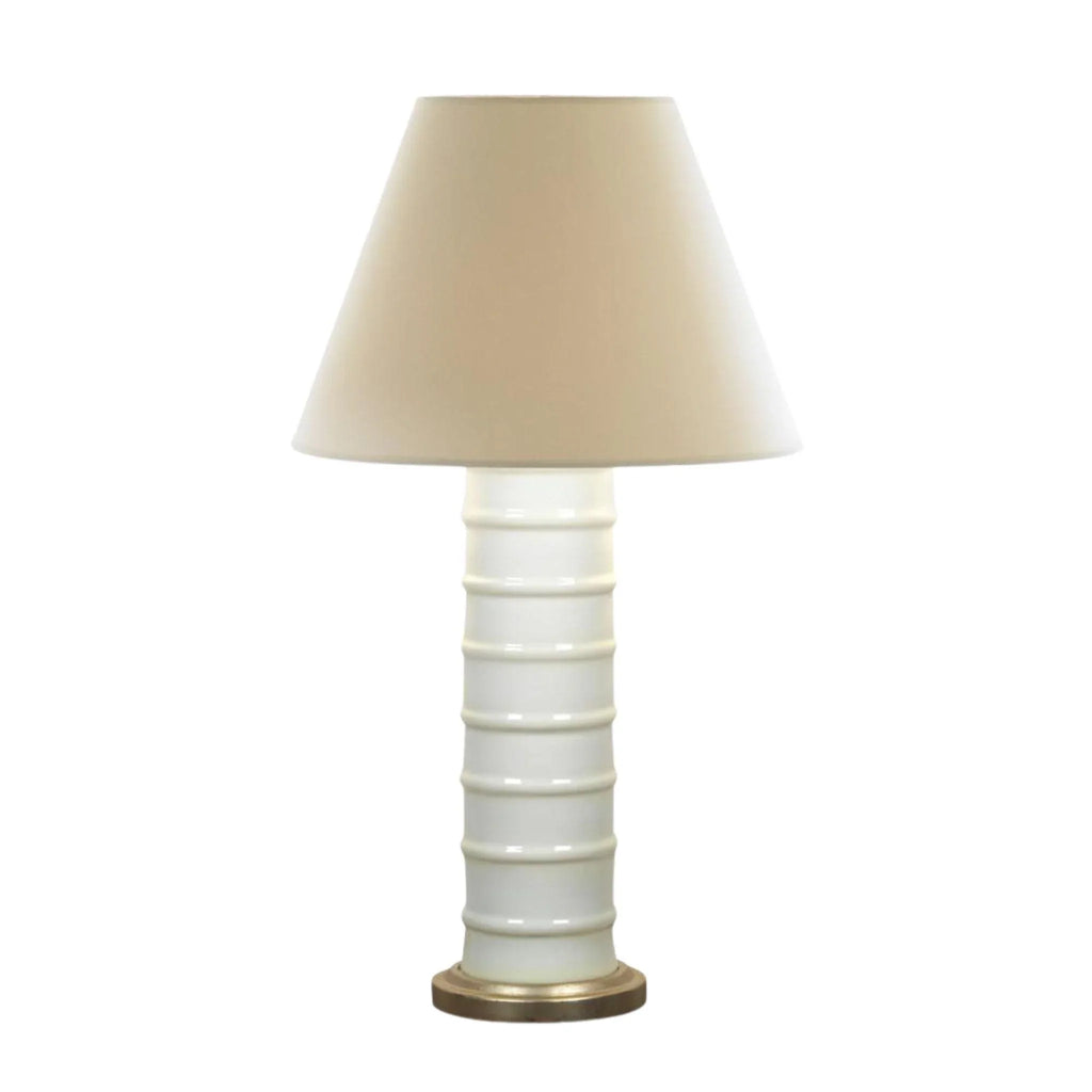Contoured Ceramic Lamp in White - Table Lamps - The Well Appointed House