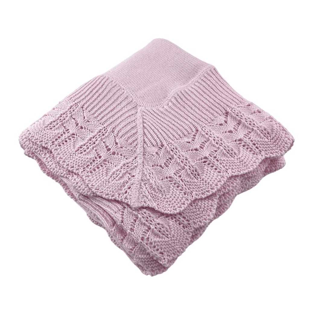 Cotton Jersey Baby Blanket with Knitted Scallop Lace Border - Baby Gifts - The Well Appointed House