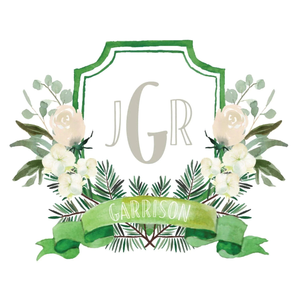 Couture Crest Floral Design Personalized Notepad - Stationery & Desk Accessories - The Well Appointed House