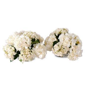 Cream Colored Faux Hydrangea Arrangement in Glass Container - Florals & Greenery - The Well Appointed House