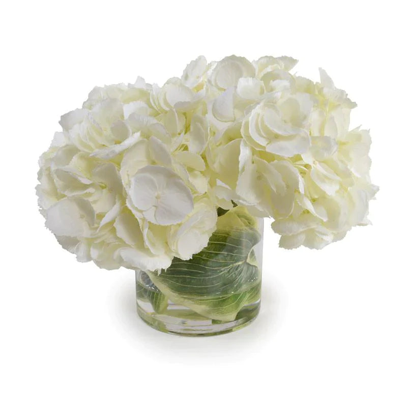 Cream Faux Hydrangea Arrangement in Glass Cylinder - Florals & Greenery - The Well Appointed House
