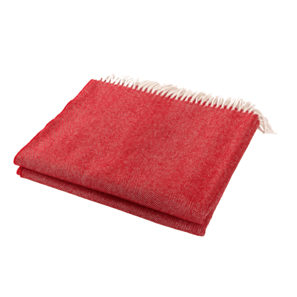 Crimson Merino Wool Fringed Throw Blanket - Throw Blankets - The Well Appointed House