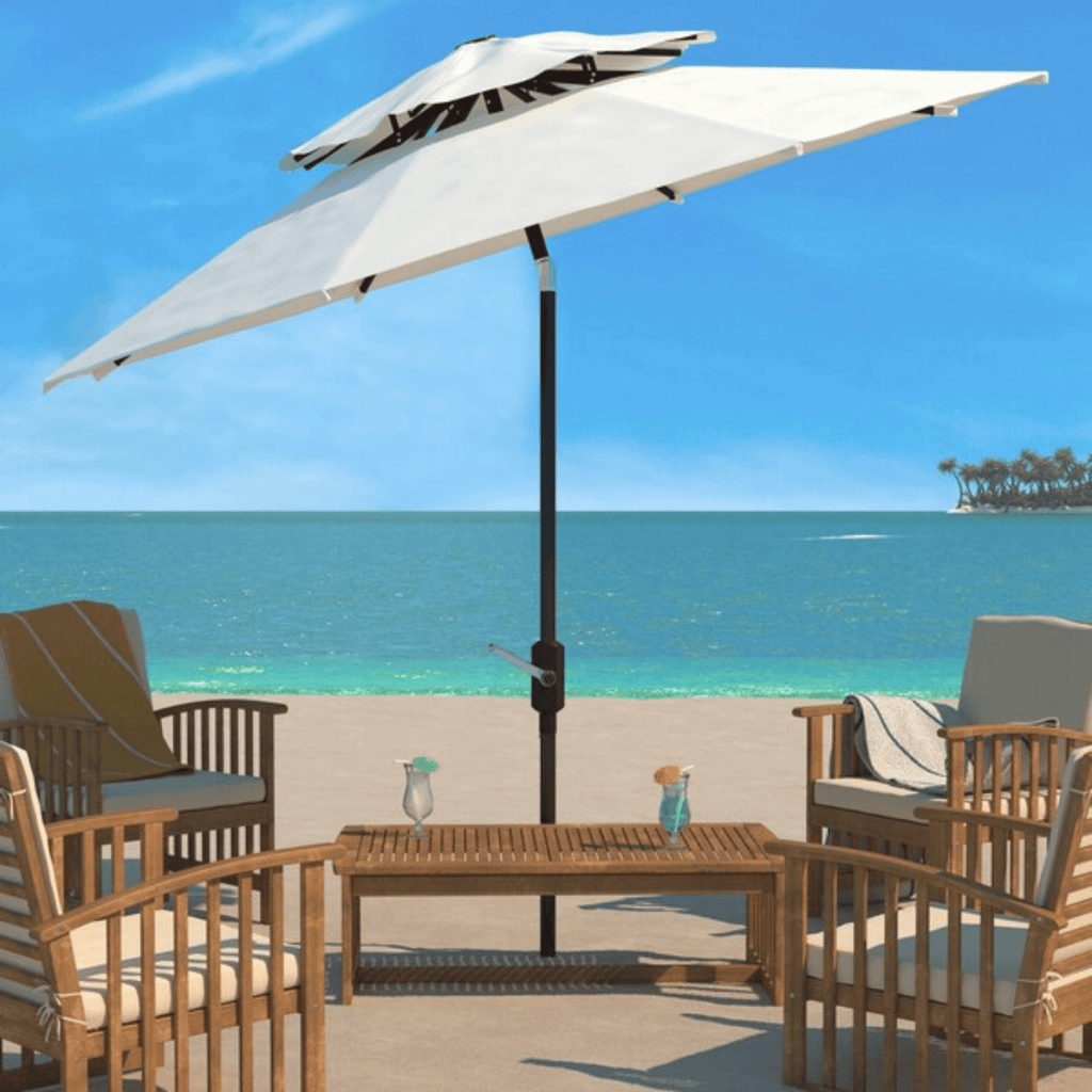 Crisp White Double Top 9' Market Patio Umbrella - Outdoor Umbrellas - The Well Appointed House