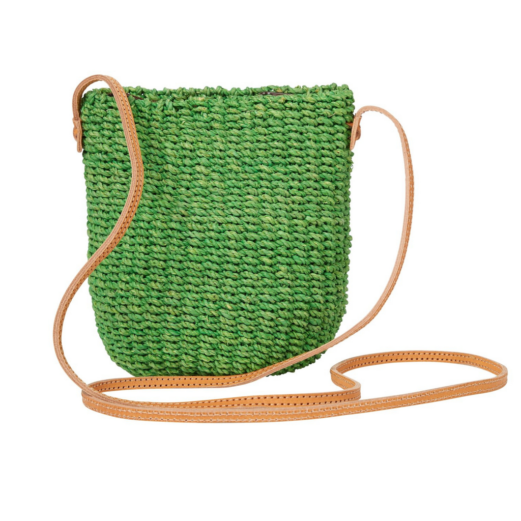 Straw Poof Crossbody Handbag in Green - The Well Appointed House