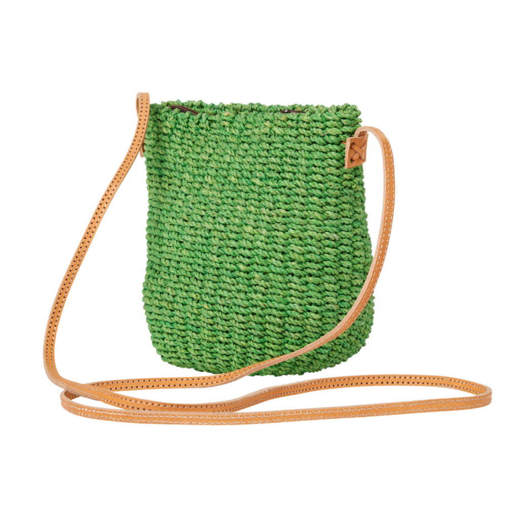 Straw Poof Crossbody Handbag in Green - The Well Appointed House