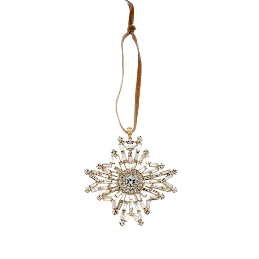 Crystal Baguette Snowflake Hanging Ornament - Christmas Ornaments - The Well Appointed House
