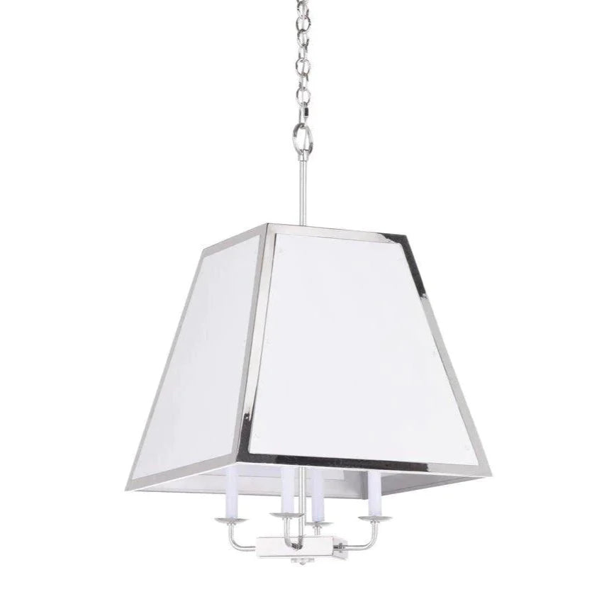 Custom Painted Four Light Polished Nickel Shaded Pendant Light - Chandeliers & Pendants - The Well Appointed House