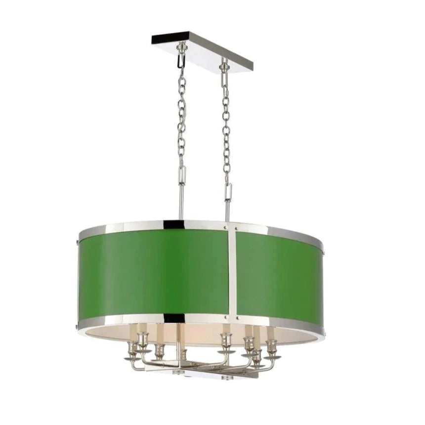 Custom Painted Polished Nickel Shaded Oval Chandelier - Chandeliers & Pendants - The Well Appointed House
