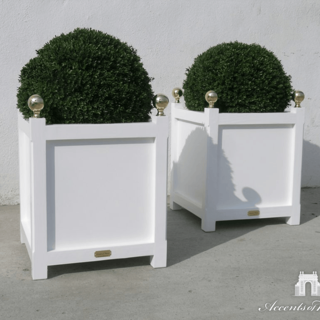 Customizable Plain Wood Versailles Planter With Finials - Outdoor Planters - The Well Appointed House