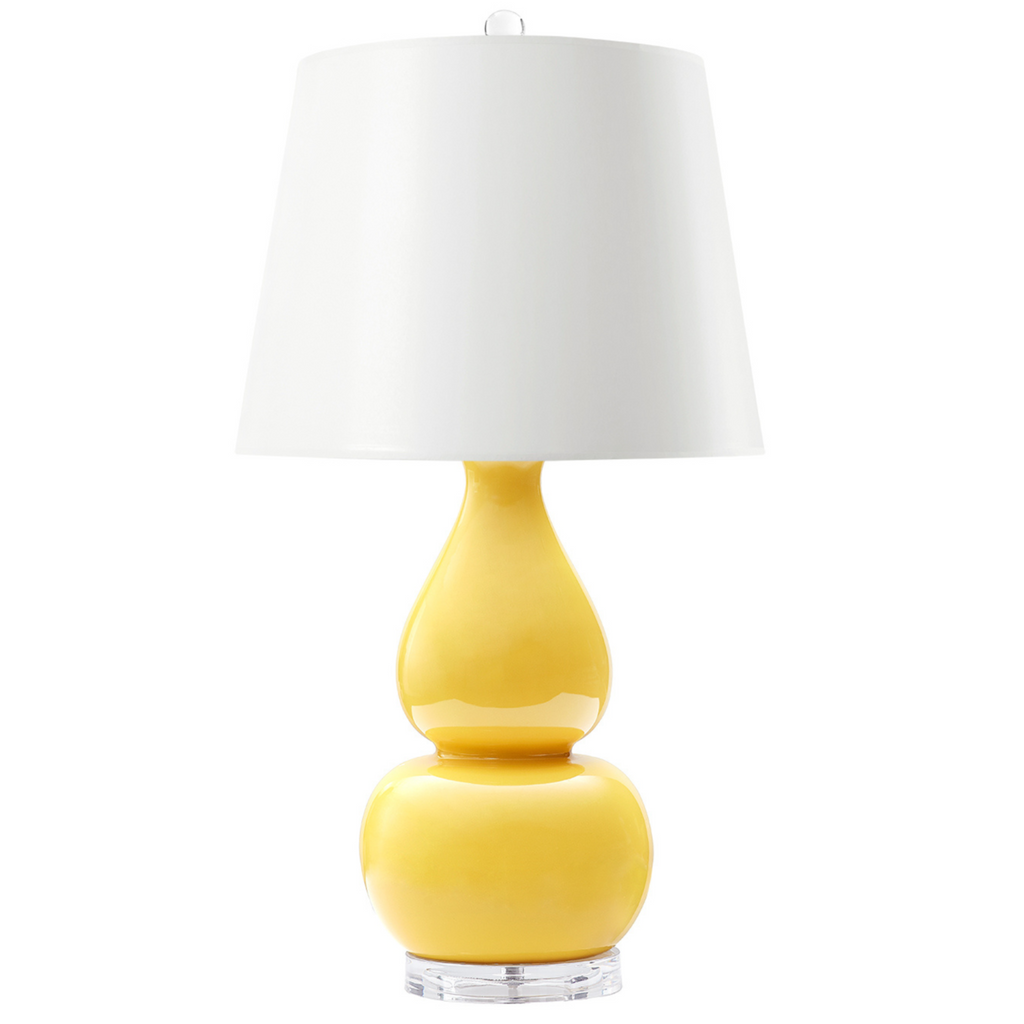 Daisy Yellow Emilia Glazed Double Gourd Ceramic Lamp Base - Table Lamps - The Well Appointed House