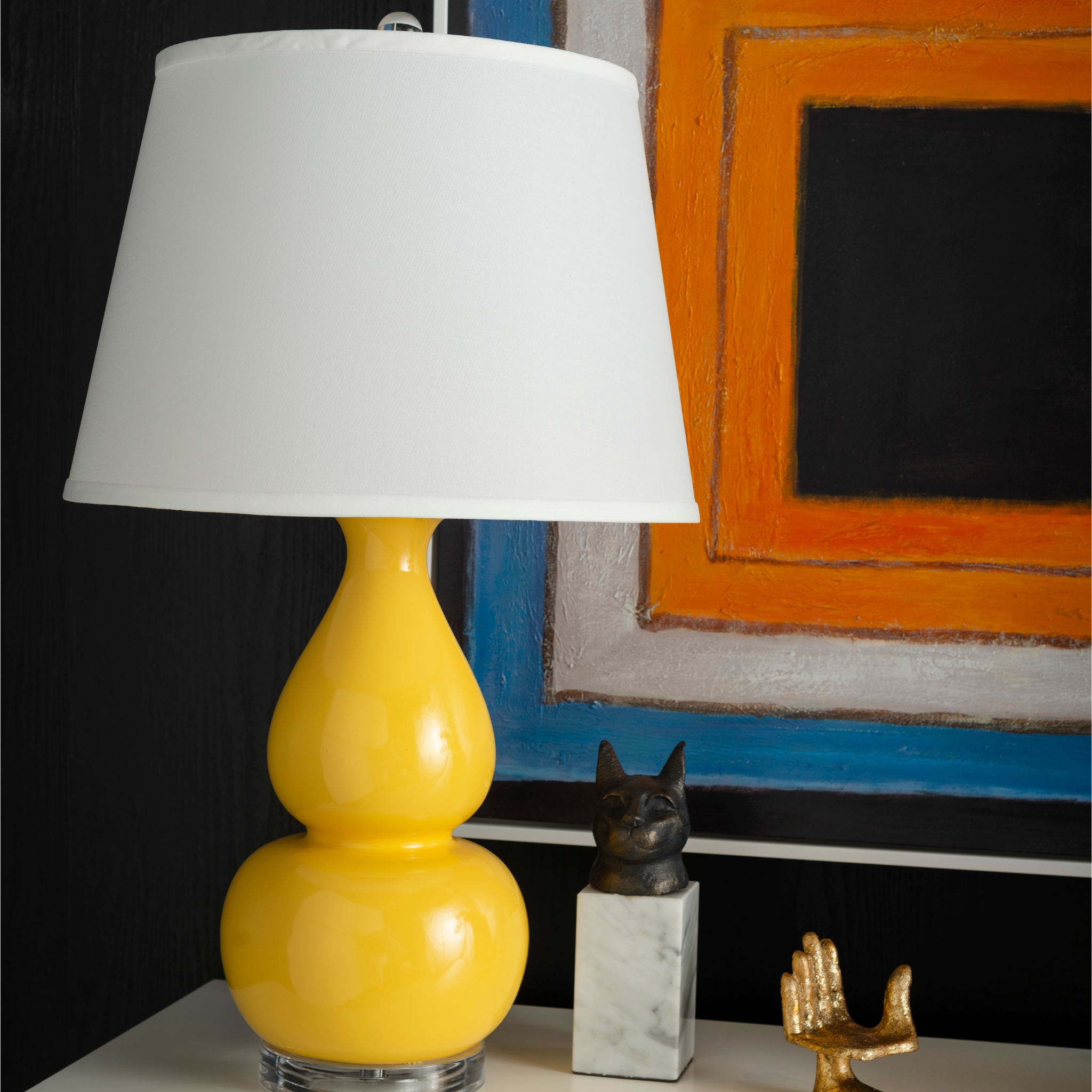 Daisy Yellow Emilia Glazed Double Gourd Ceramic Lamp Base The