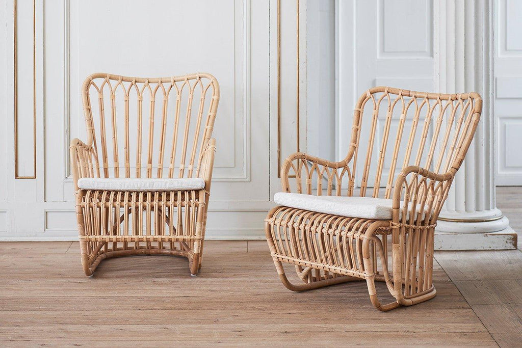 Danish Modern Natural Rattan Arm Chair With Optional Cushion - Accent Chairs - The Well Appointed House