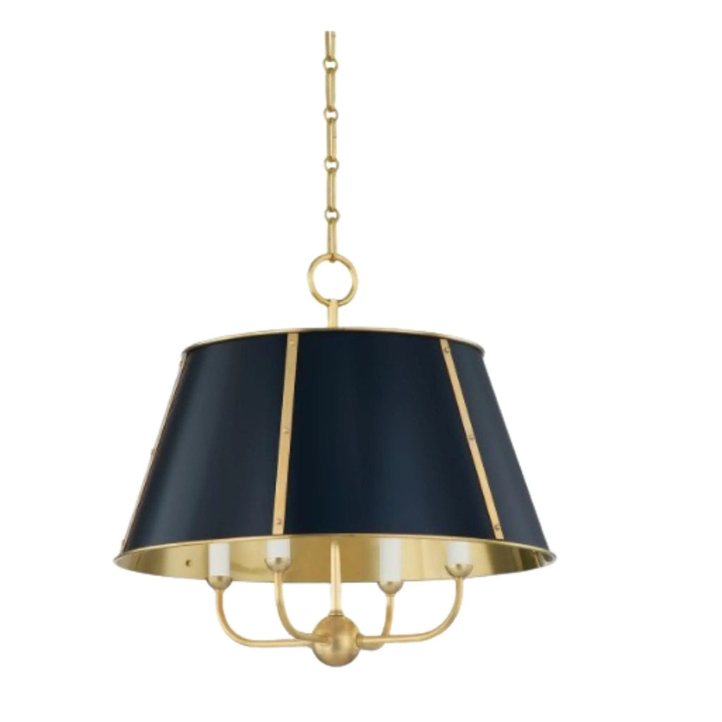 Dark Blue Cambridge Candelabra With Metal Shade - Available in Two Sizes - Chandeliers & Pendants - The Well Appointed House