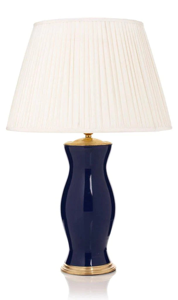 Dark Blue Handblown Glass Lamp with Brass Accents - Table Lamps - The Well Appointed House
