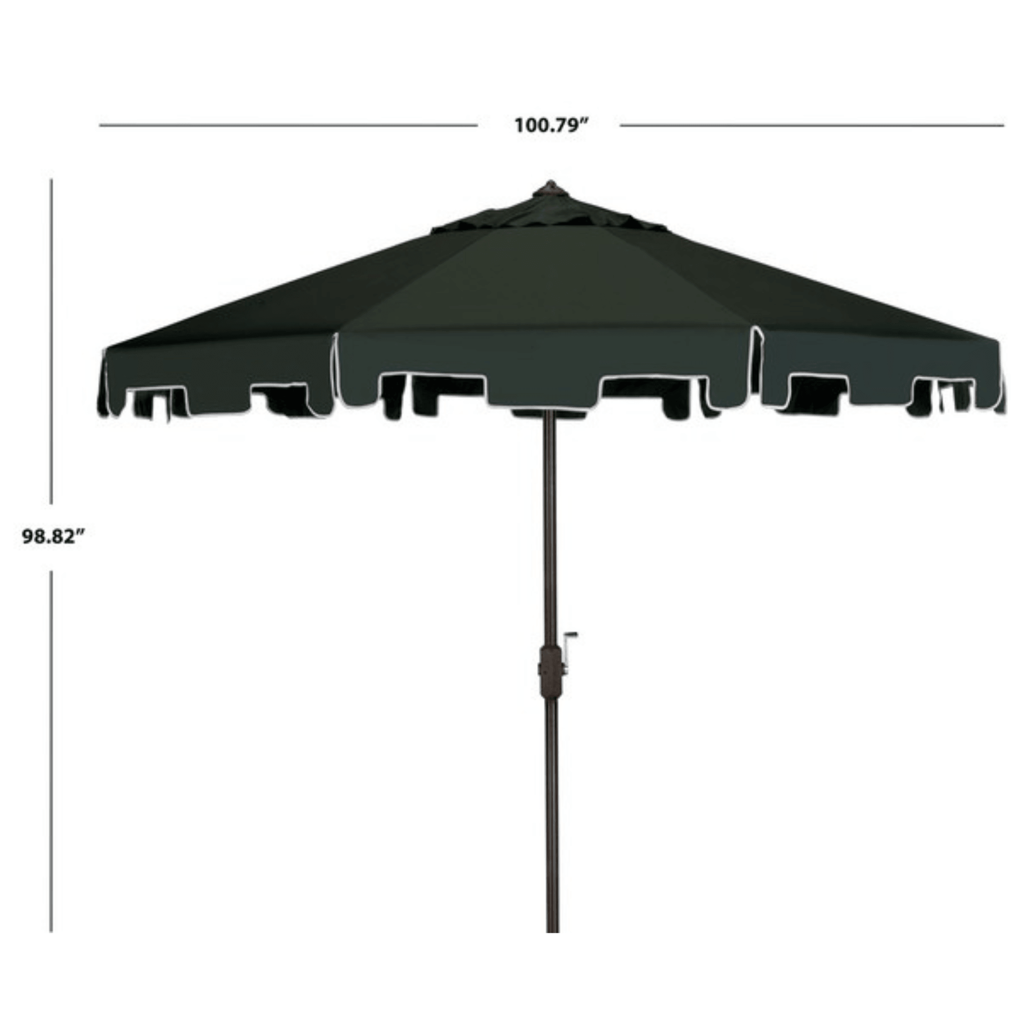 Safavieh Zimmerman 9' Crank Market Umbrella with Flap, Dark Green