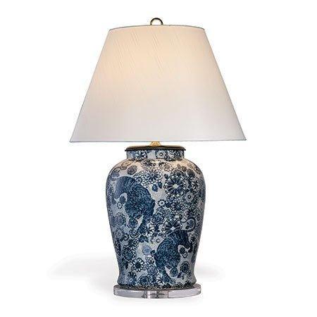 Decorative Porcelain 36" Blue Siberian Tiger Lamp - Table Lamps - The Well Appointed House