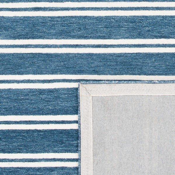 Deep Blue & Ivory Hand Tufted Striped Area Rug - Rugs - The Well Appointed House