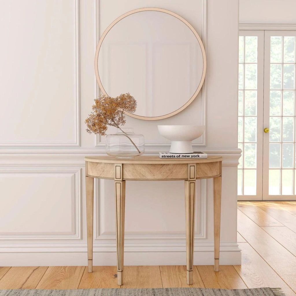 Demilune Antique Beige Console Table - Sideboards & Consoles - The Well Appointed House