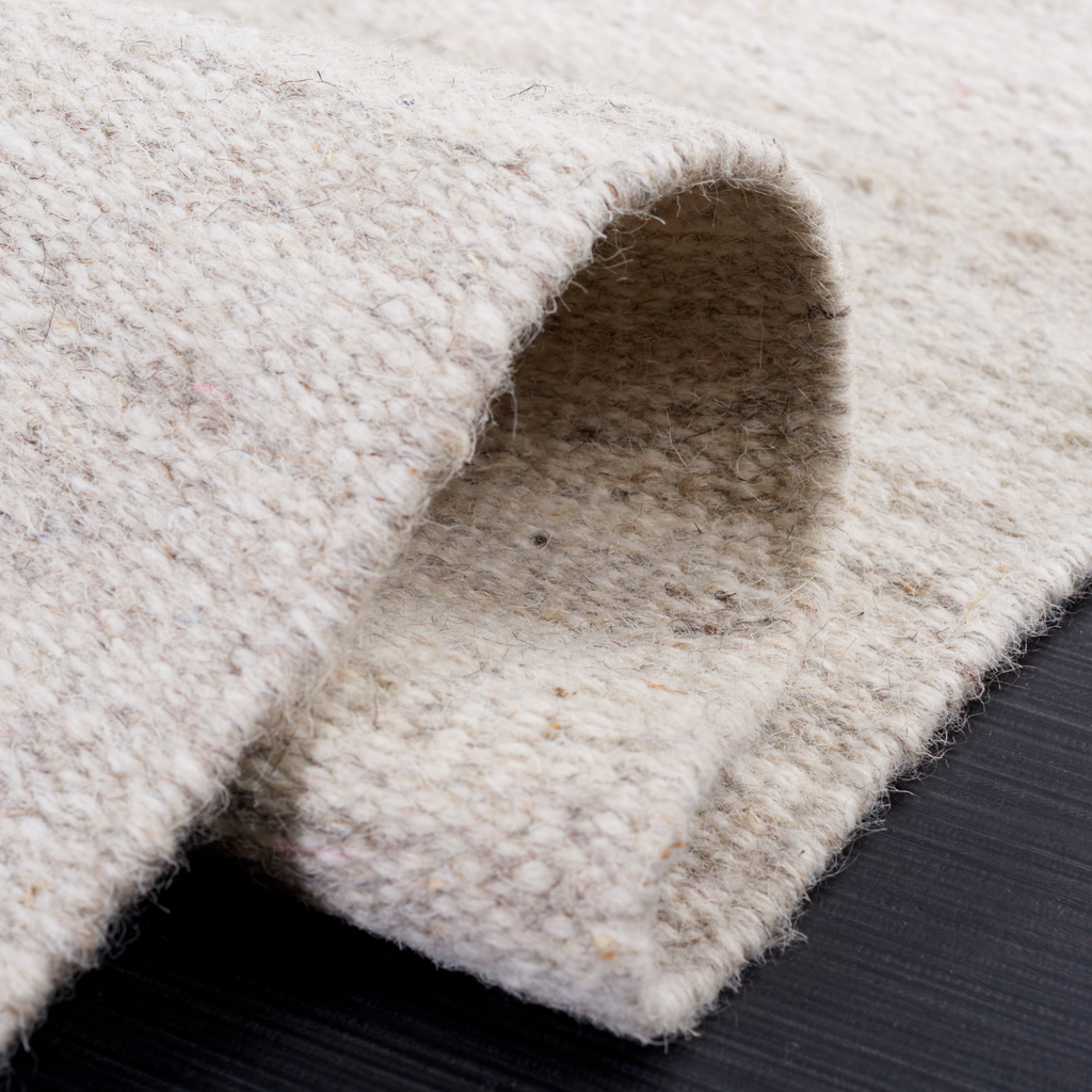 Contemporary Beige Wool Fringed Area Rug - The Well Appointed House