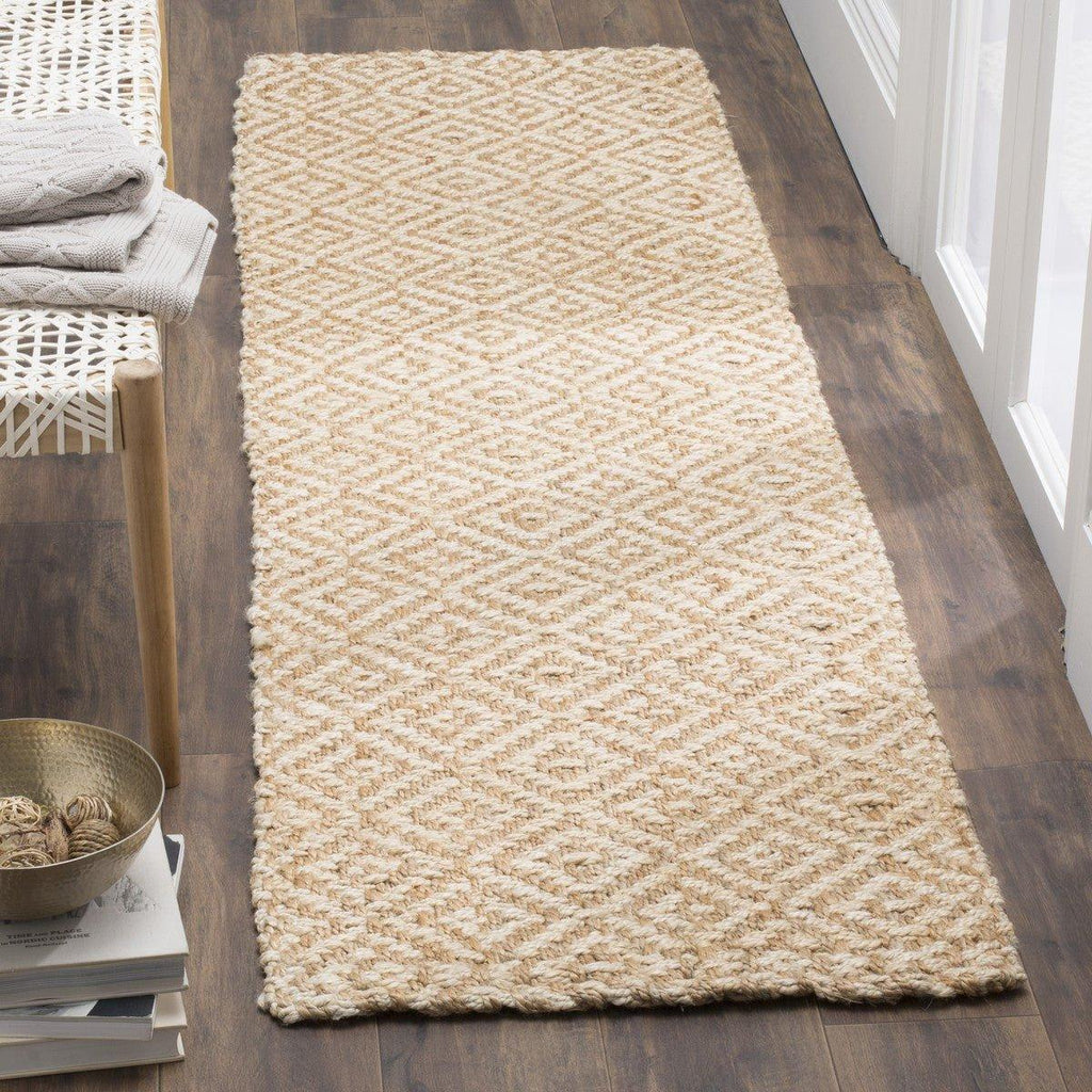 Diamond Pattern Jute and Ivory Natural Rug - Rugs - The Well Appointed House