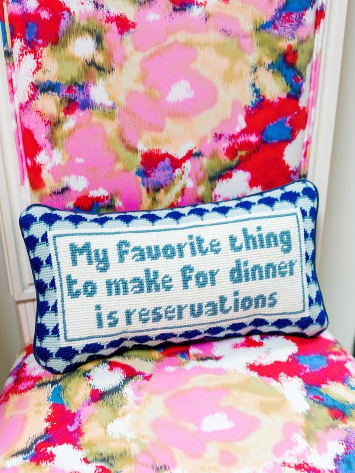 Dinner Reservations Quote Needlepoint Pillow - Pillows - The Well Appointed House