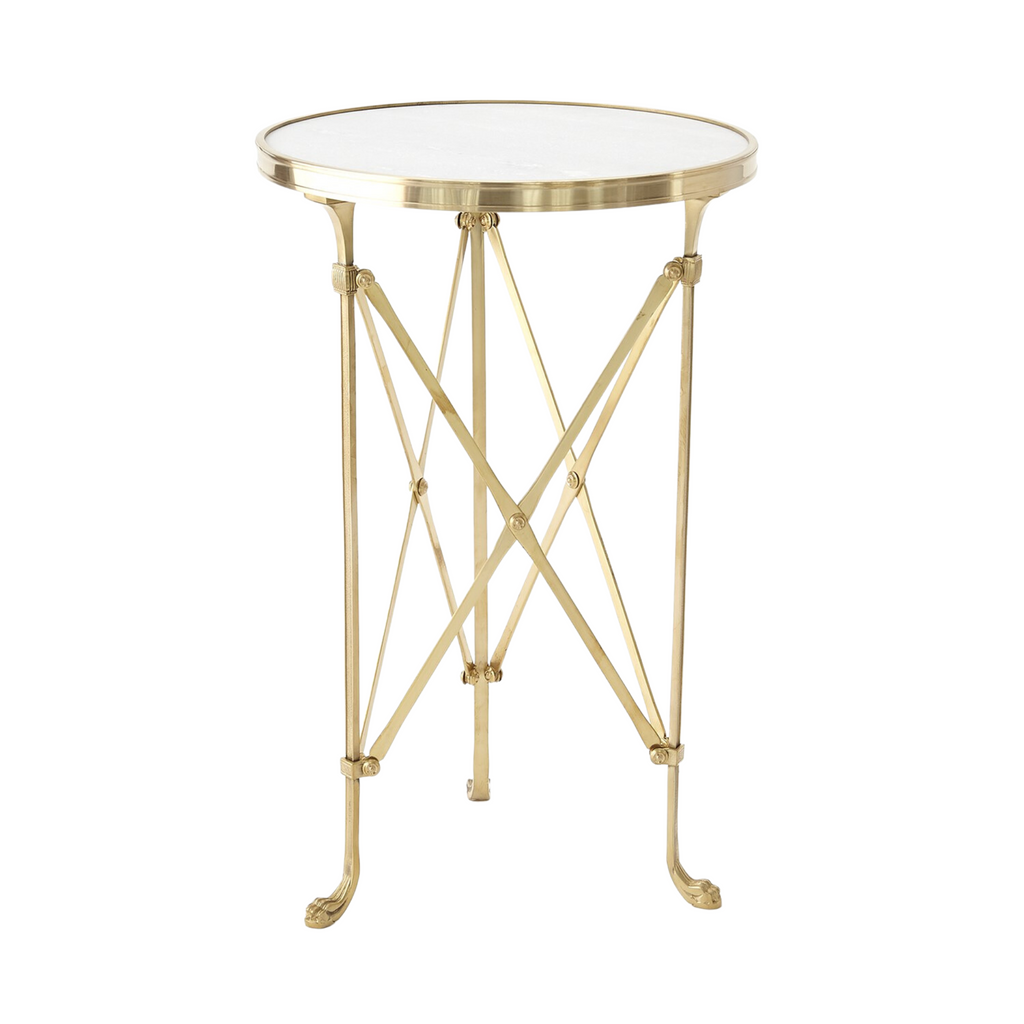 Directoire Brass Side Table With Marble Top - The Well Appointed House 