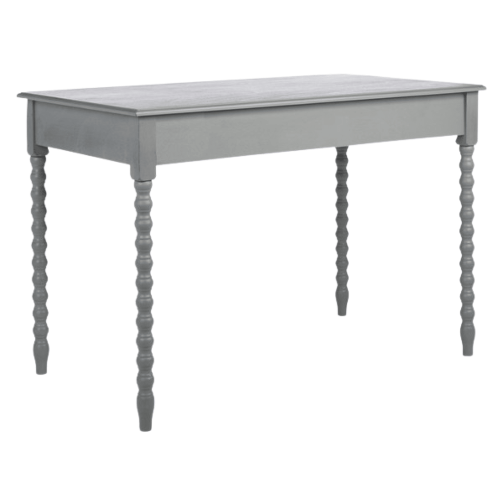 Distressed Grey Two Drawer Desk With Ball-Turned Legs - Desks & Desk Chairs - The Well Appointed House