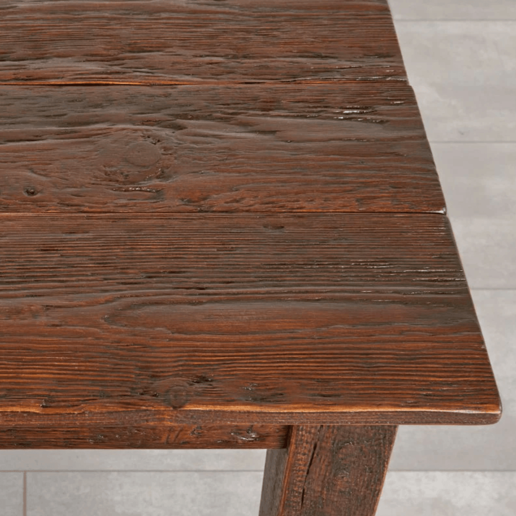 Distressed Rustic Antique Farmhouse Dining Table in Saddle - Dining Tables - The Well Appointed House