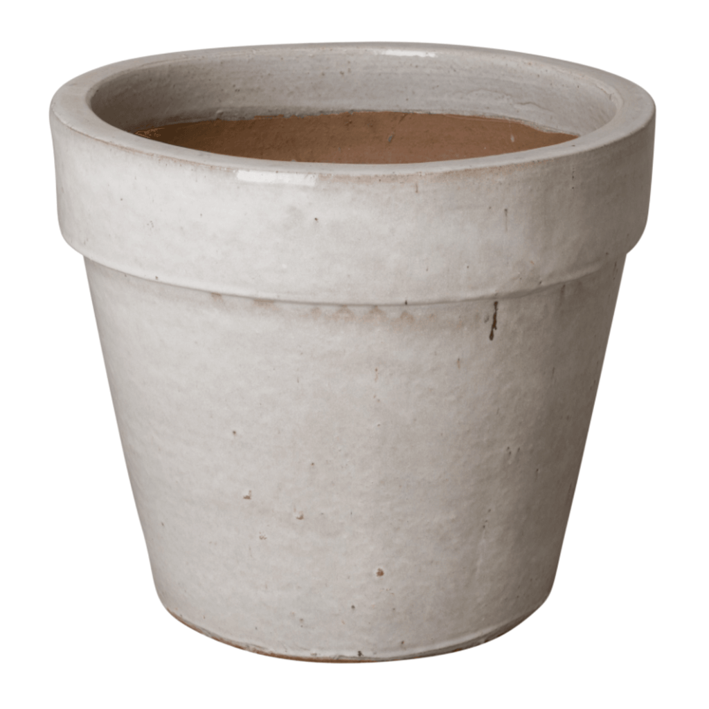 Distressed White Glaze Round Flower Pot - Outdoor Planters - The Well Appointed House