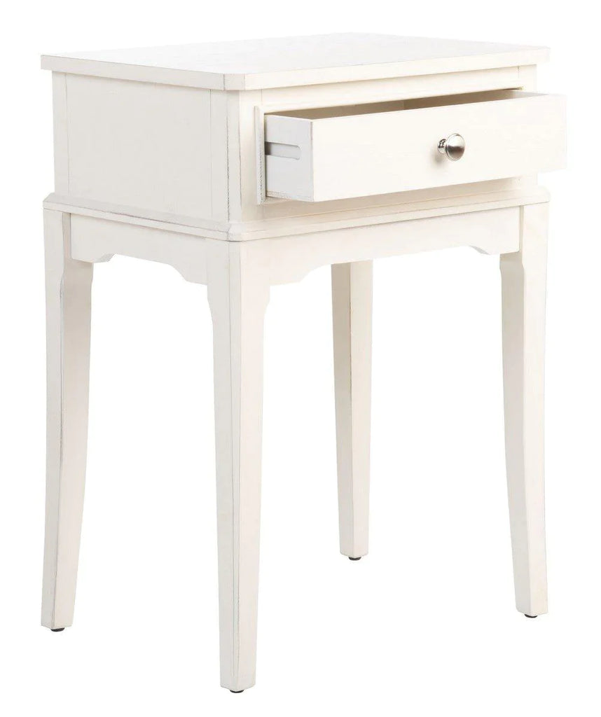 Distressed White One Drawer Side Table - Side & Accent Tables - The Well Appointed House