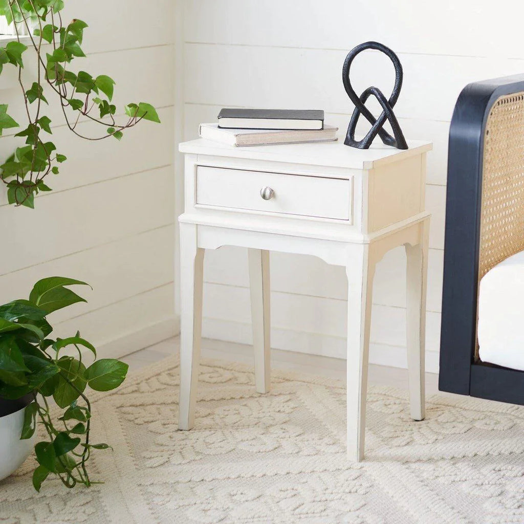 Distressed White One Drawer Side Table - Side & Accent Tables - The Well Appointed House