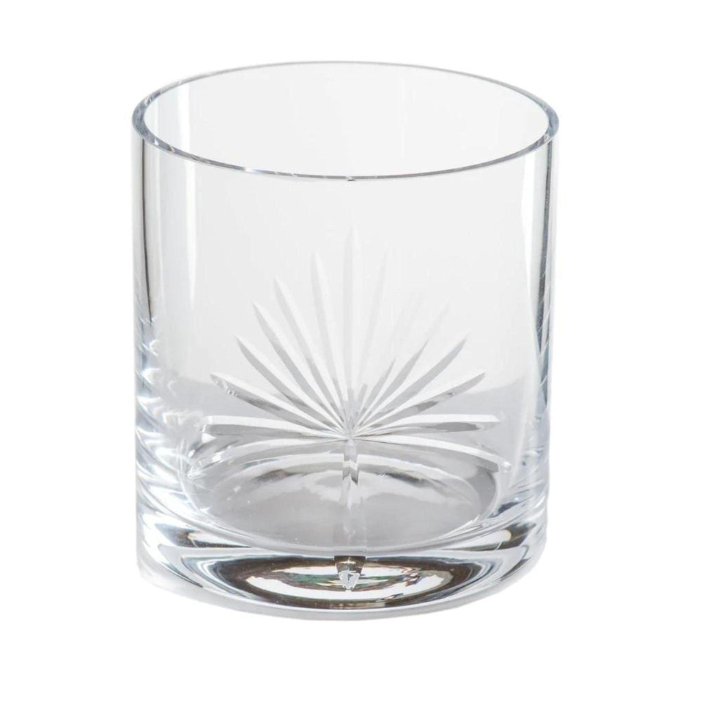 Double Old-Fashioned Etched Glass With Palm Design - Drinkware - The Well Appointed House