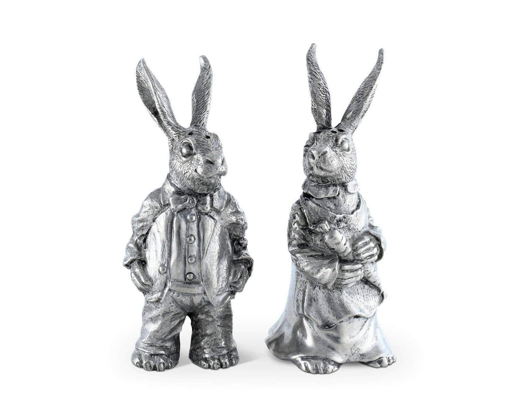 Dressed Rabbits Pewter Salt and Pepper Set - Easter Decor - Serveware - The Well Appointed House