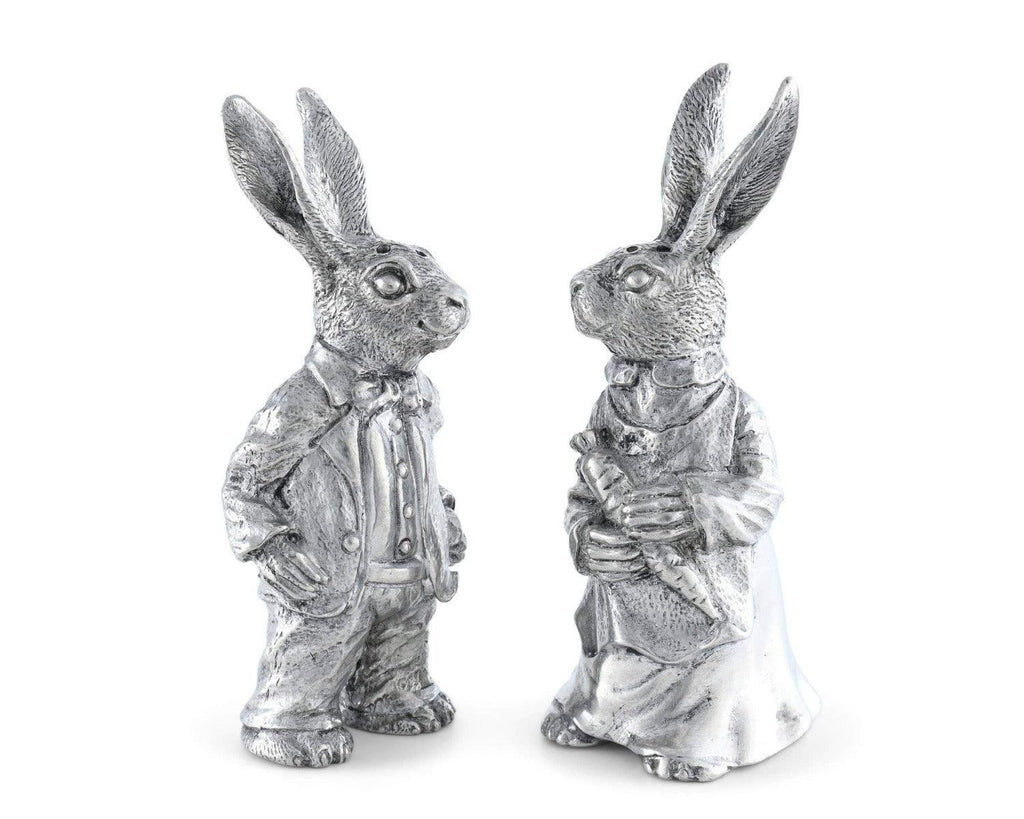 Dressed Rabbits Pewter Salt and Pepper Set - Easter Decor - Serveware - The Well Appointed House