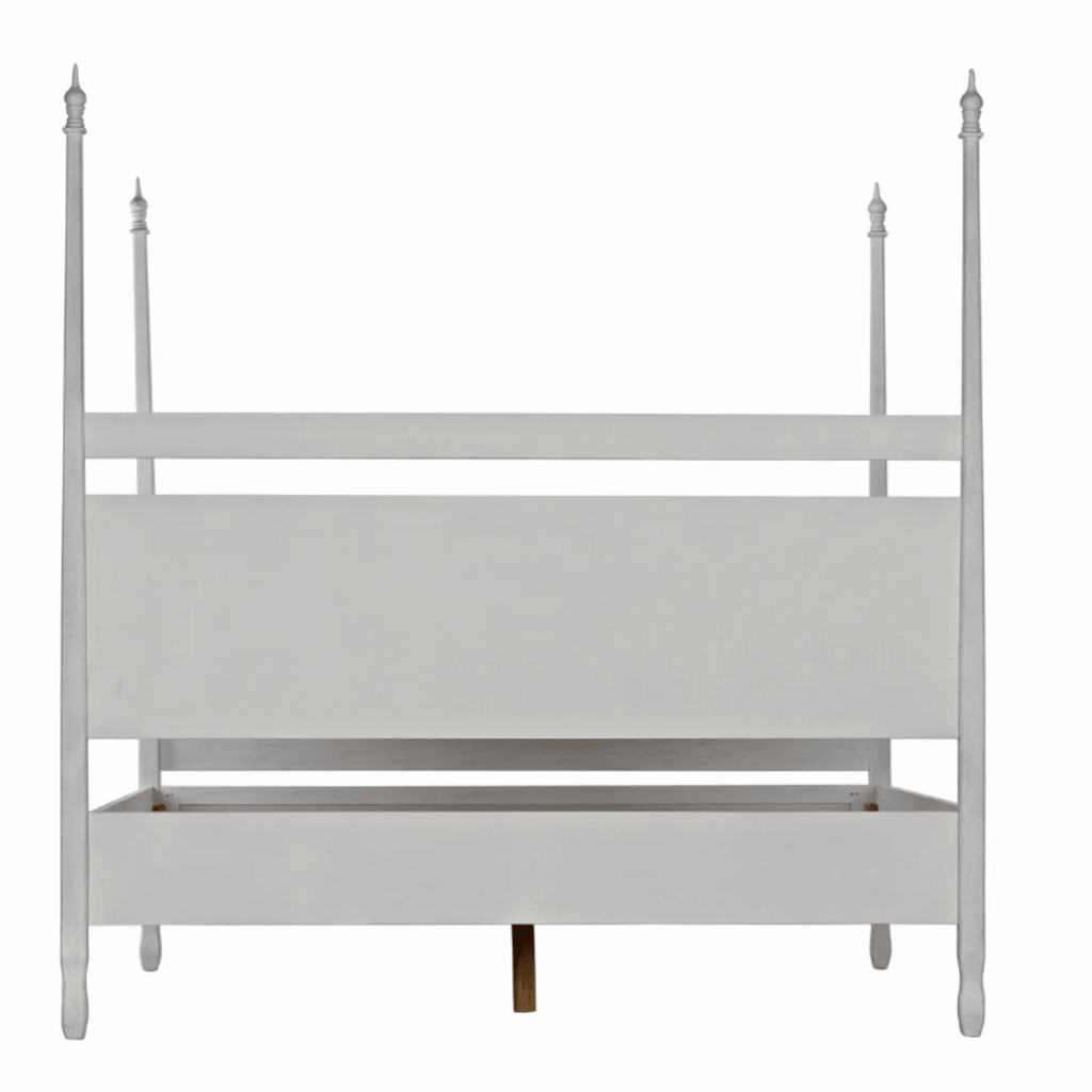 Eastern King Size Four Poster Panel Style Bed With White Wash Finish - Beds & Headboards - The Well Appointed House