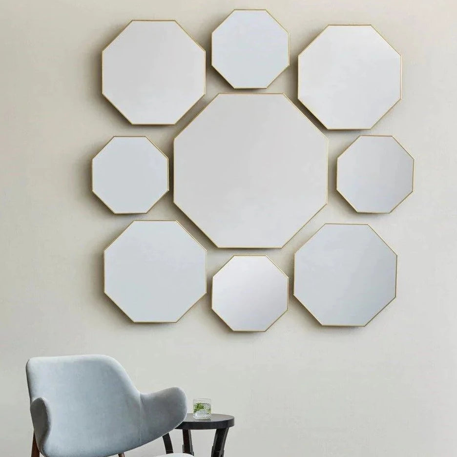 Eaves Large Octagon Mirror with Polished Brass Frame - Wall Mirrors - The Well Appointed House