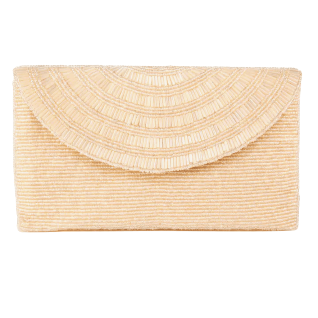 Ecru Fully Beaded Envelope Clutch - Gifts for Her - The Well Appointed House