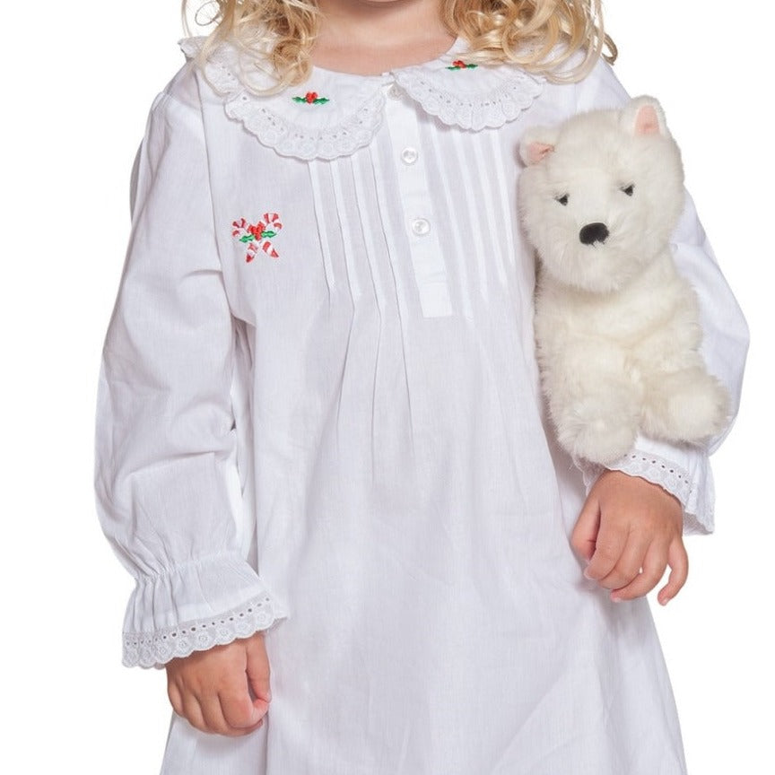 Candy Cane White Cotton Dress Embroidered - The Well Appointed House