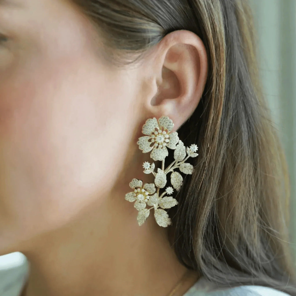 Embellished Floral Bouquet Earrings - Gifts for Her - The Well Appointed House